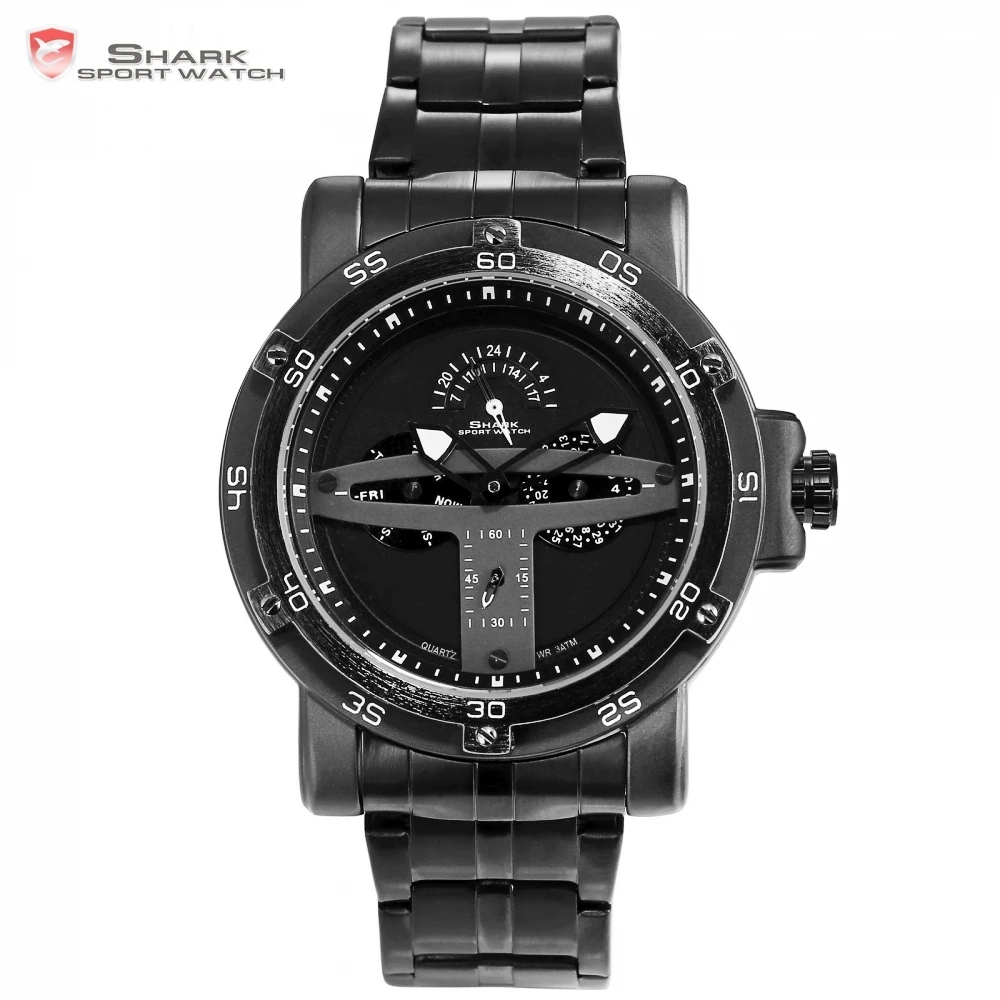 Greenland Shark Sport Watch Brand Creative Black Date Calendar Waterproof Steel Band Quartz Men Watches Masculino Relogio /SH426 Greenland Shark Sport Watch Brand Creative Black Date Calendar Waterproof Steel Band Quartz Men Watches Masculino Relogio /SH426