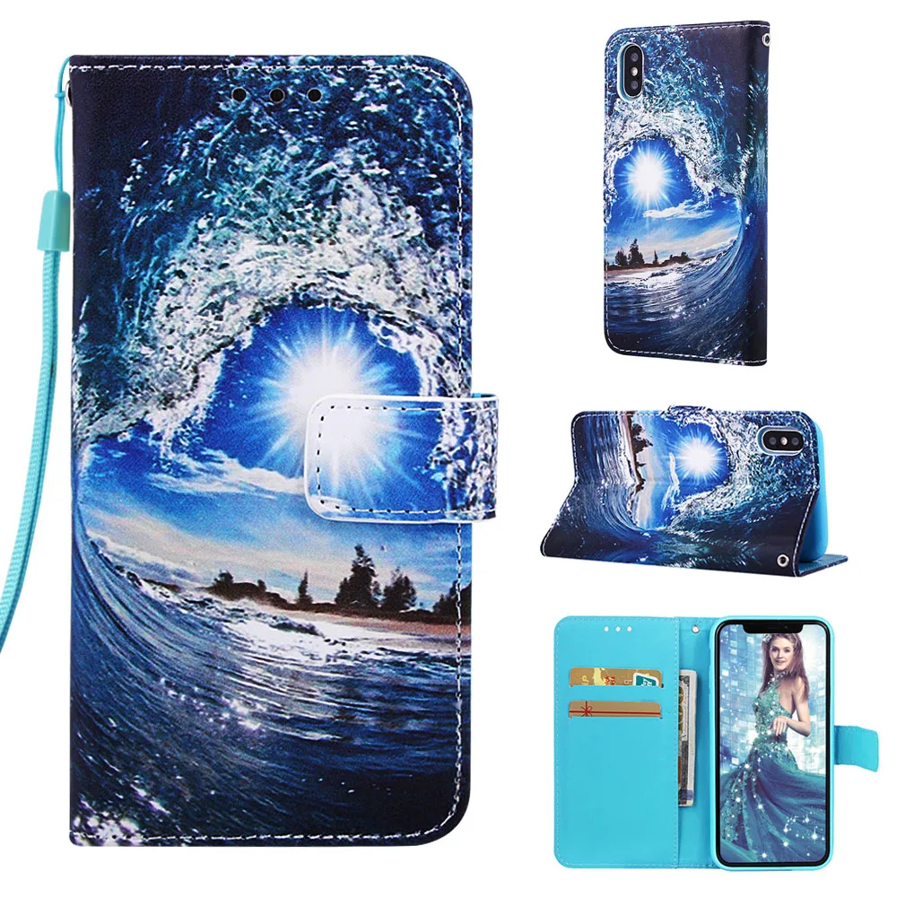 Luxury Flip Painted Book Case Cover Shell for Huawei Honor 10 Lite 8A Y6 P Smart Leather Wallet Phone Bag for Mate 20 Lite - Цвет: HLTY