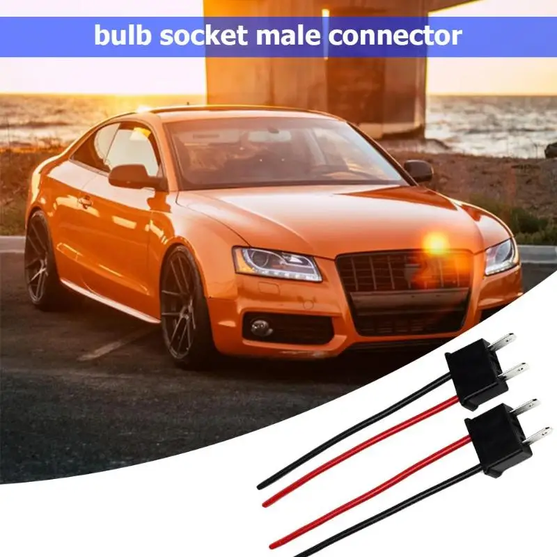 1 Pair H7 Bulb Socket Male Connector Adapter Pigtail 12V-24V ABS and Copper Wirefor Headlight Fog Lamp Long Life Durable