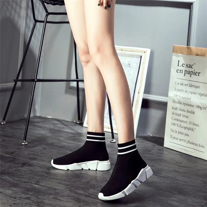 YTracyGold/женские кроссовки; Весенняя Повседневная обувь; женские слипоны; носки; Баскетбольная обувь; Femme; дышащие теннисные туфли; feminino Espadrilles - Цвет: Black