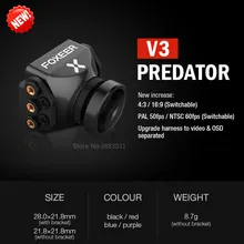 Nova Foxeer V3 Corrida Câmera FPV Zangão Predador Cameras16: 9/4: 3 PAL/NTSC comutável Super WDR OSD 4 ms Latência Upgarded PredatorV2