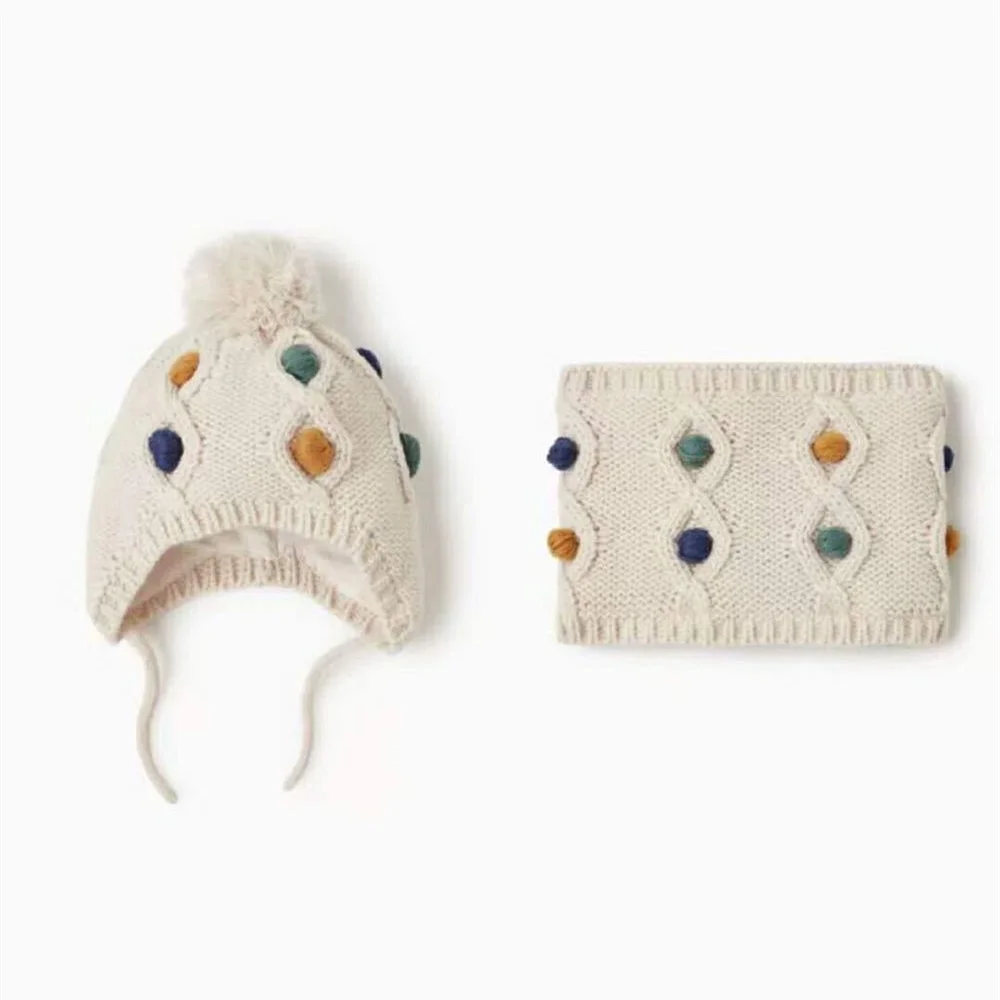 Детская шапка; детская зимняя шапка для девочек; двойная теплая шерстяная шапка; ветронепроницаемый бархатный шарф; комплект От 1 до 6 лет; детская шапка