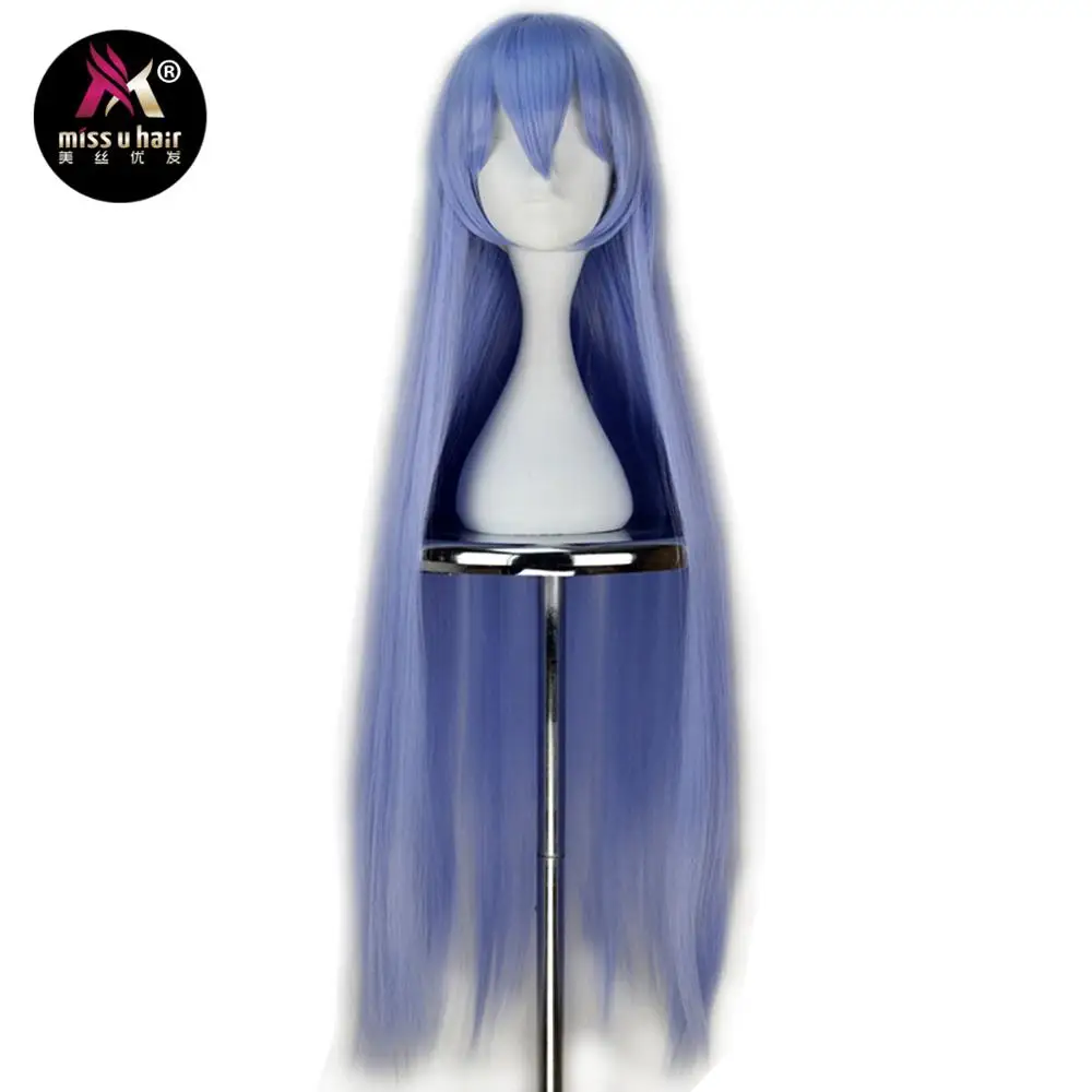 

Miss U Hair Synthetic 105cm Extra Long Straight Light Purple Blue Hair Halloween Cosplay Party Wig
