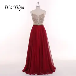 Это Yiiya красный Иллюзия молния секс спинки тюль-line Бисер Bling вечерние платья Роскошные вечерние платье качество платье для выпускного