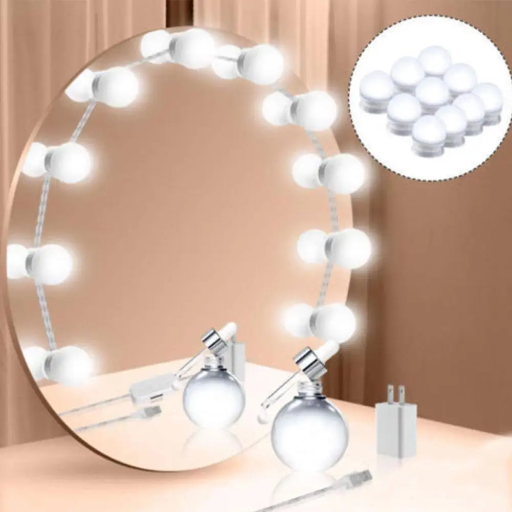 

LED 12V Makeup Mirror Light Bulb Hollywood Vanity Lights Stepless Dimmable Wall Lamp 10 Bulbs Kit for Dressing Table Free Ship