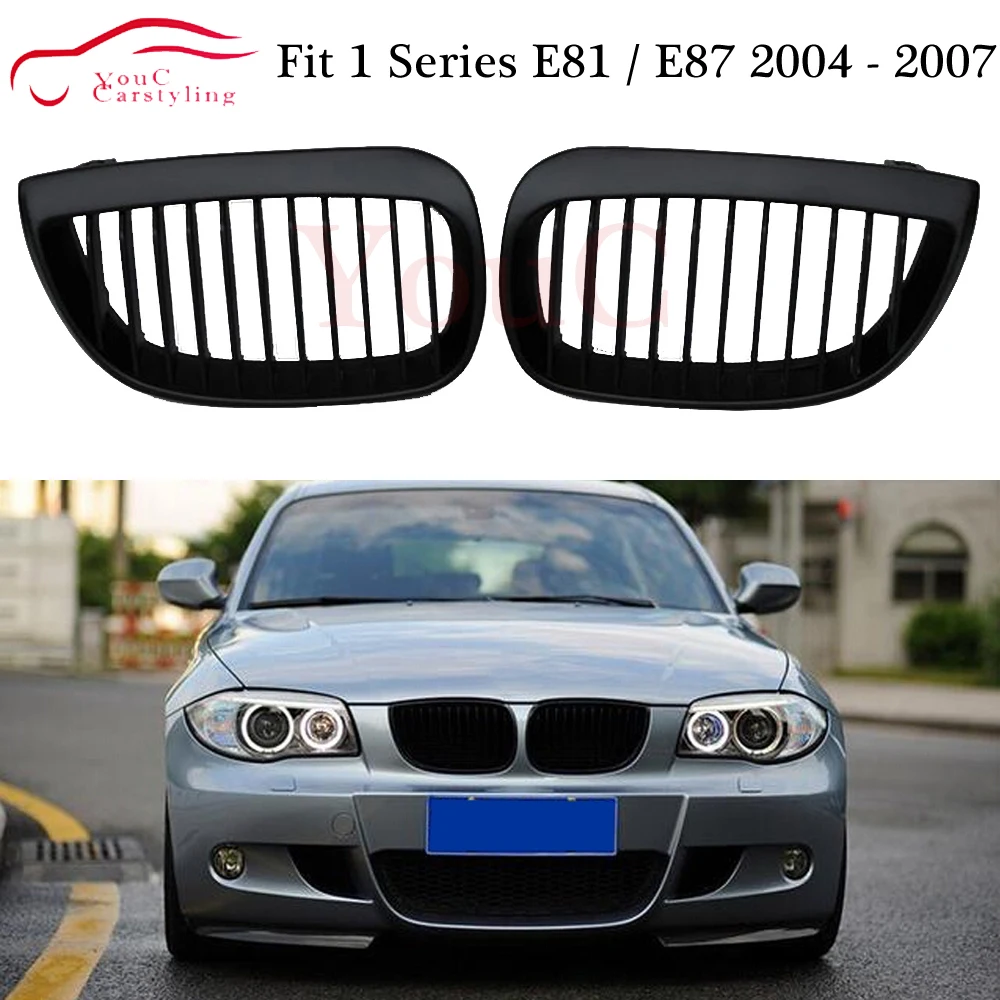

E81 E87 1-slat ABS Plastic Grille Mesh for BMW 1 Series E81 E87 2004 - 2007 Hatchback Matte Black Front Bumper Grille