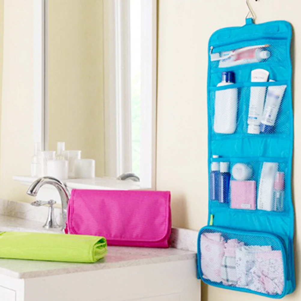 Toiletry Wash Travel Cosmetic Makeup Hanging Pocket Waterproof Hanging Bag Luggage Packing Mesh Pouch Storage Bags 3 Colors