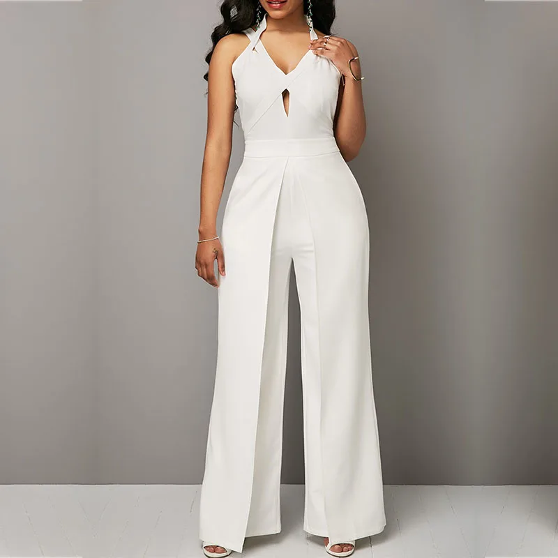 MUXU 2018 летний женский сексуальный белый комбинезон combinaison pantalon femme elegante с v