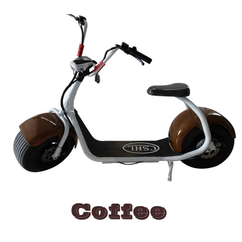 Электрический скутер Citycoco E-Bike Fat Tire с приложением и динамиком Bluetooth два больших сиденья Супер новейший двухколесный городской велосипед для взрослых - Цвет: 20A Coffee