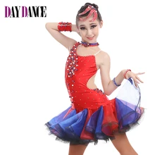 Детская Популярные Rhinstone сексуальное платье с открытой спиной Обувь для девочек элегантные Samba Танго Костюмы для латиноамериканских танцев этап платье для сцены