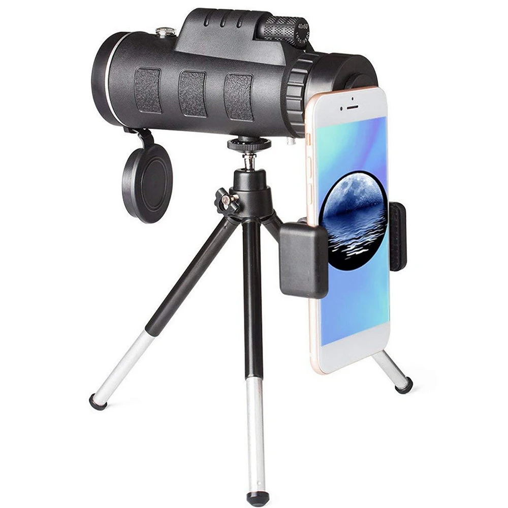 

Night Vision HD Monocular Telescope 40x60 Wide Angle Prism Scope with Compass Phone Clip Tripod Outdoor Portable Black