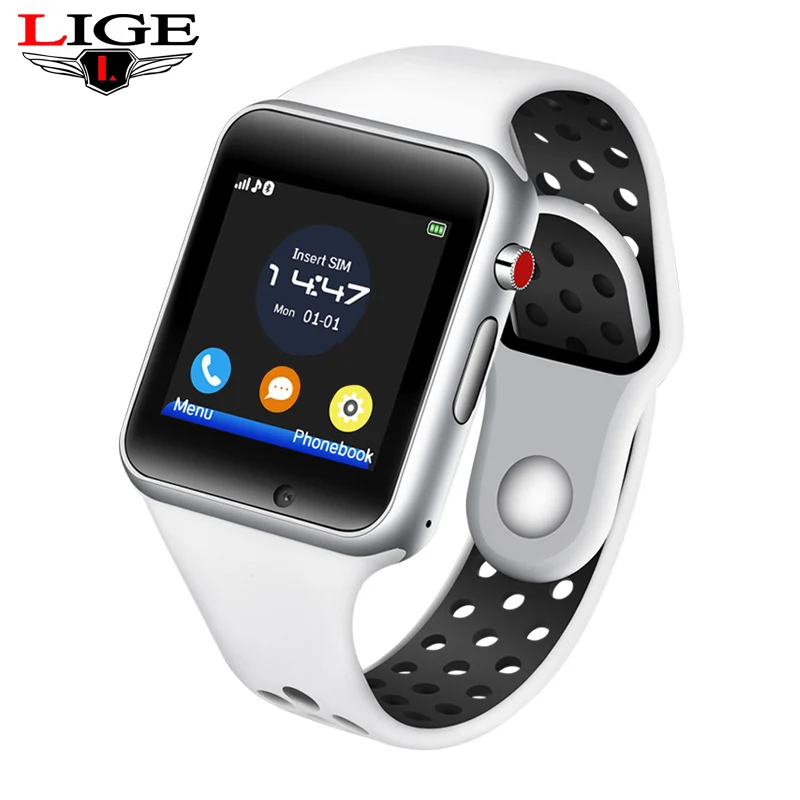 

LIGE New Wristband Bluetooth Smart Watch Sport Pedometer With SIM Camera Smartwatch For Android Smartphone Men Fashion Watch