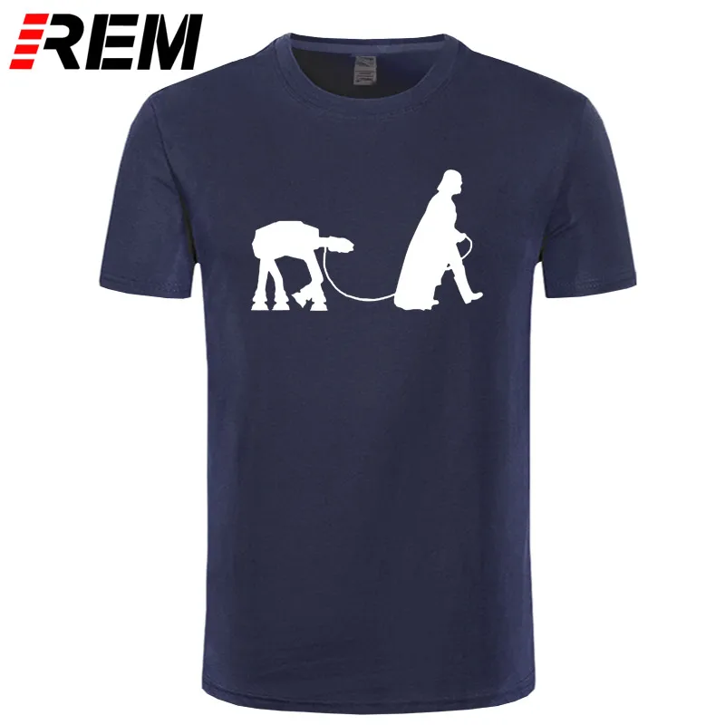 

Darth dog walker mens t-shirt funny vader star trooper storm wars jedi design summer top t shirt Cotton short sleeve camiseta