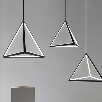 

Modern Led Pendant Light Fixture 220V Nordic Black Triangle Hanging Lamp Kitchen Living Room Bedroom Bedside Home House Decor