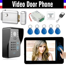 7 “Kit de Videoportero De Intercomunicación Timbre Video Sin Hilos con Código Keyfob RFID Cerradura Electrónica controlador inalámbrico Exiit Botón