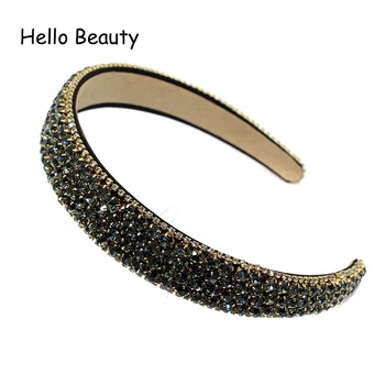 

25mm Wide Handmade Fashion Luxury Full Crystal Headbands Shining Rhinestone Hairbands For Women Headwear Hair Accessories