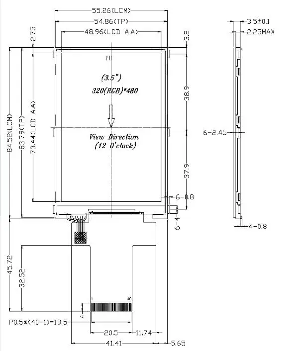 3,5 дюймов TFT настоящий цветной сенсорный экран вставной 320x480 mcu интерфейс 8 бит/16 бит SPI 40PIN ILI9486/ILI9486L Z350IT006