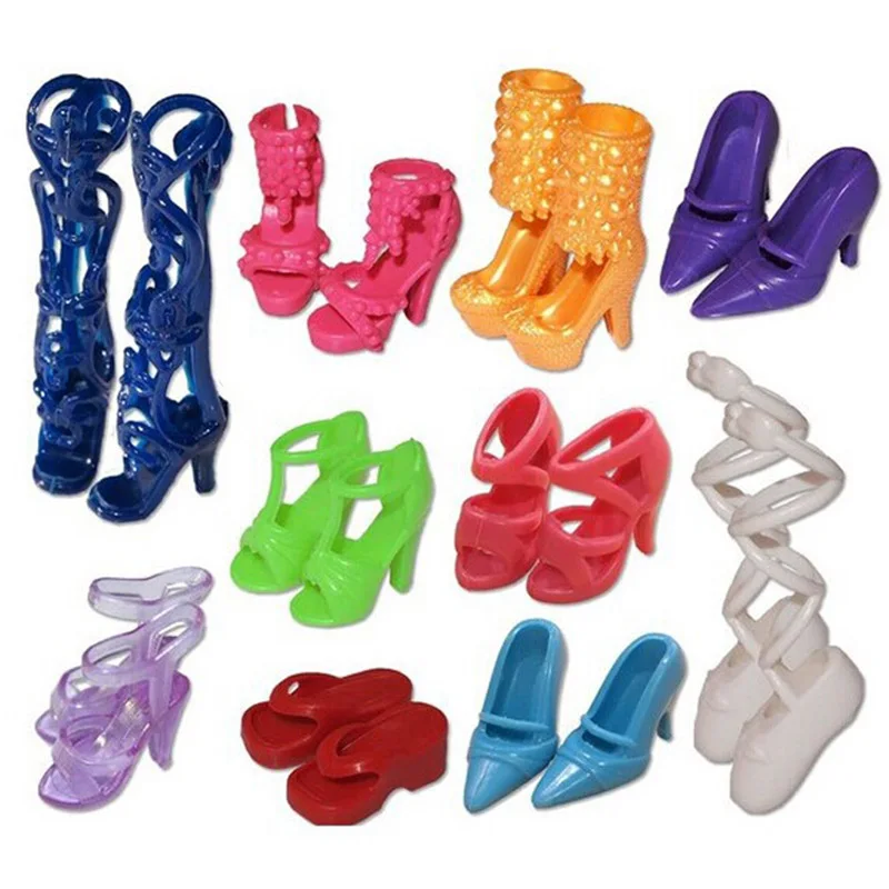 

20Pcs 10 Different Styles High heels For Doll Play House Toys For Baby Girls Doll Lifestyle Accessories Gifts For Kids