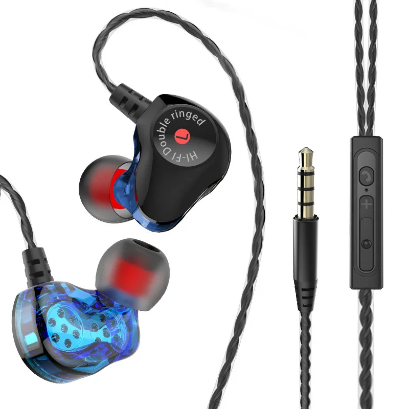 

Wired Music Stereo Sport Handsfree Earphone Four Kernel Double Action Circle Headset With Mic For Xiaomi Huawei Samsung eh*