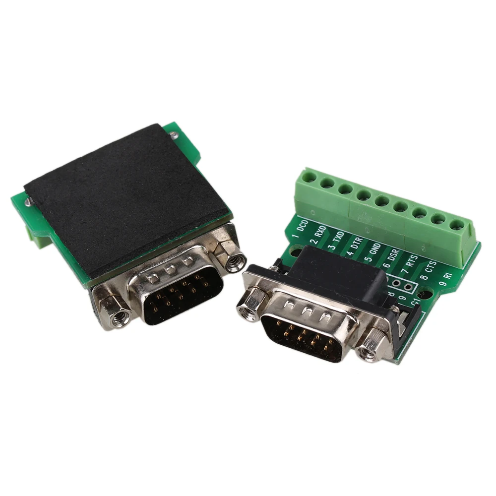 2pcs DB9 G1 Male 9Pin Plug Breakout To PCB Board Terminals Connectors Screw NutTerminals