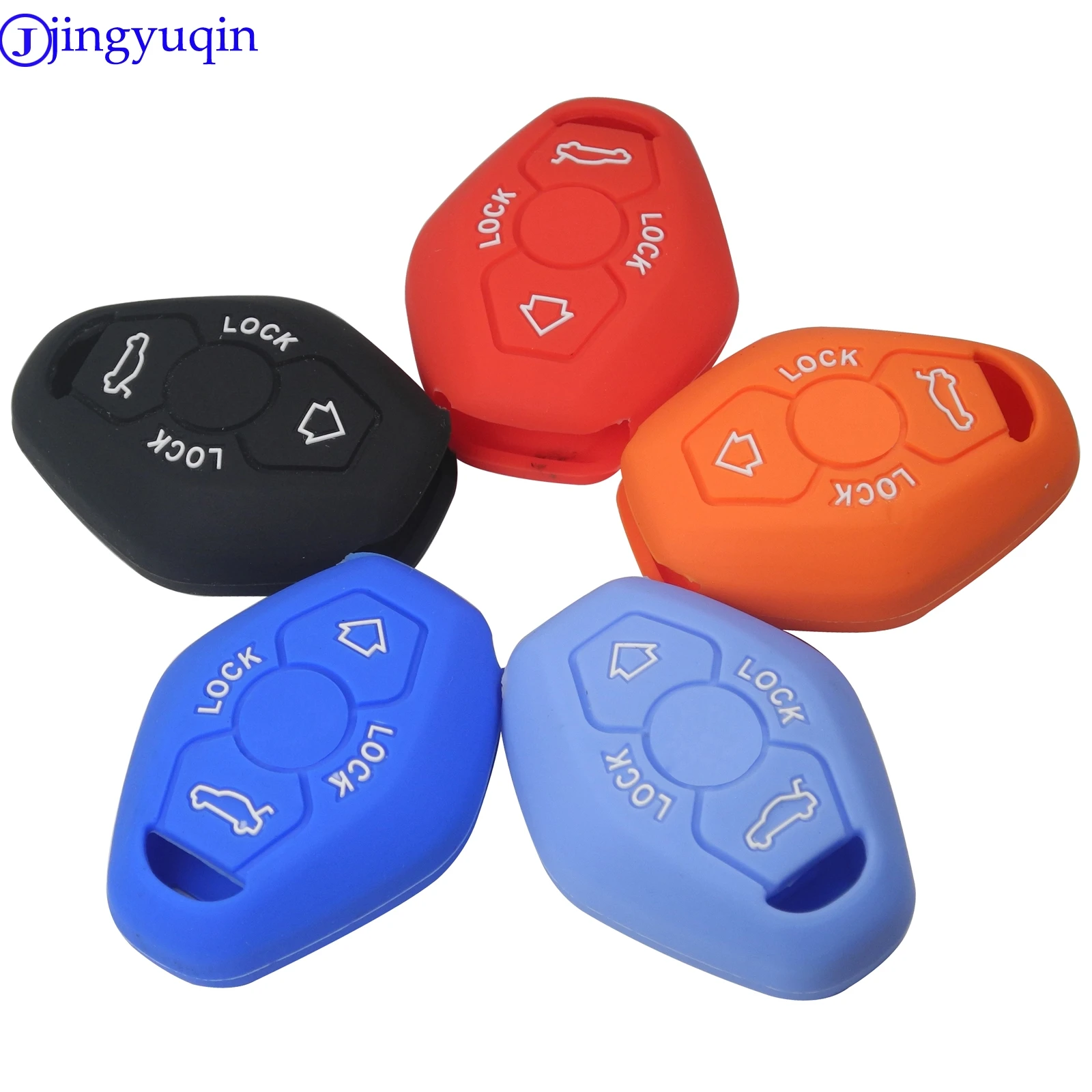 

jingyuqin 3B Remote Silicone Key Case Car Styling Cover For BMW X3 X5 Z3 Z4 3 5 7 Series E38 E39 E46 E83 FOB Set Protective