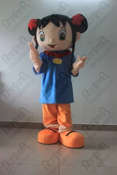 

black hair girl macot costumes happy kids party mascot costumes
