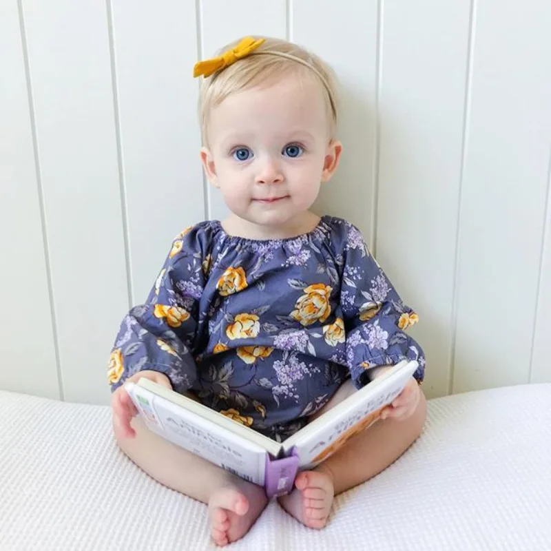 

Summer Newborn Baby Girls Flower Print Rompers Headband Set Long Sleeve Cotton Bodysuit Jumpsuit