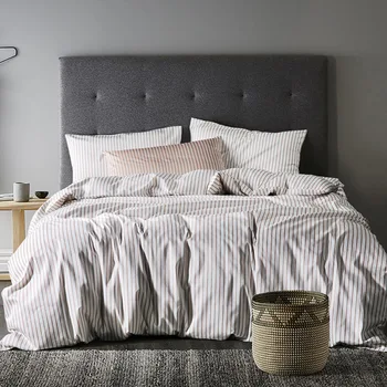 

CHAUSUB Luxury Eurpe Bed Linens Satin Cotton Bedding Set 3PCS Stripe Duvet Cover Set bed-clothes King Queen Size