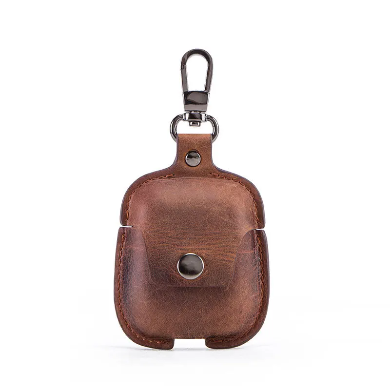 

for Apple AirPods Genuine Leather Protective Case/Cover with Loss Prevention Clip(Keychain) for Airpods Wireless Charging Case