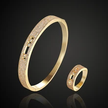 Fateama бренд Micro pave Установка золотой браслет свадебное украшение наборы золотые ювелирные изделия Дубай для женщин messeka кольца aneis Pulseira Bijoux