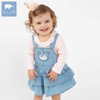 

dave bella spring infant baby girl's denim dress fashion strap dress birthday suspenders dress toddler children clothes