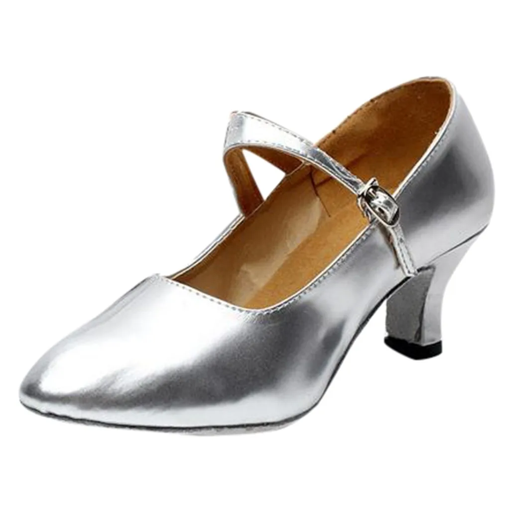 Женская обувь для вечеринок с закрытым носком; Глянцевая обувь; закрытые туфли для танго, румбы, бальных танцев; chaussure femme talon bas# L4 - Цвет: D