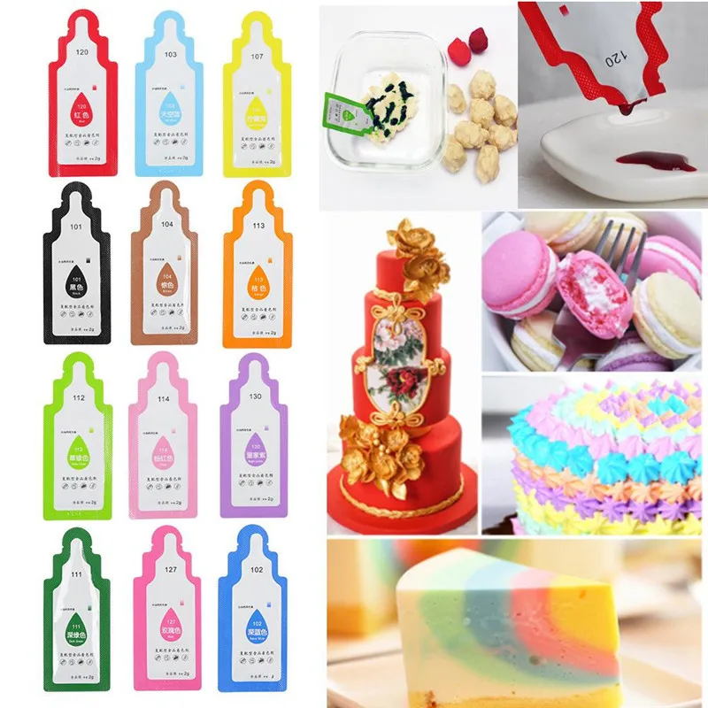 

12Pcs Edible Food Pigment Coloring Healthy Safe Fondant Cake Decorating Tools Macaron Cream Cake Baking Pastry Tools