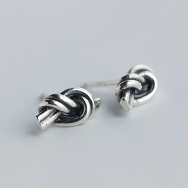 

MIESTILO Unusual Oxidized 925-sterling-silver Solid Love Knot Earrings Couple | Thai Vintage Sterling-silver-jewelry Earrings