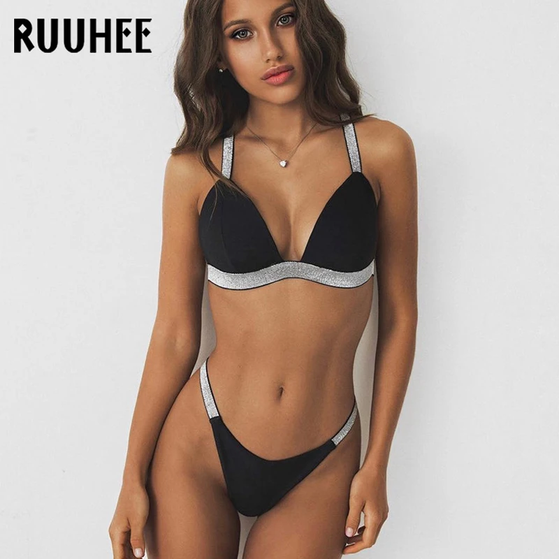 

RUUHEE Patchwork Bikini Push Up Swimwear Women Swimsuit Brazilian Bikini Set 2019 Bathing Suit Female Summer Beach Wear Biquinis