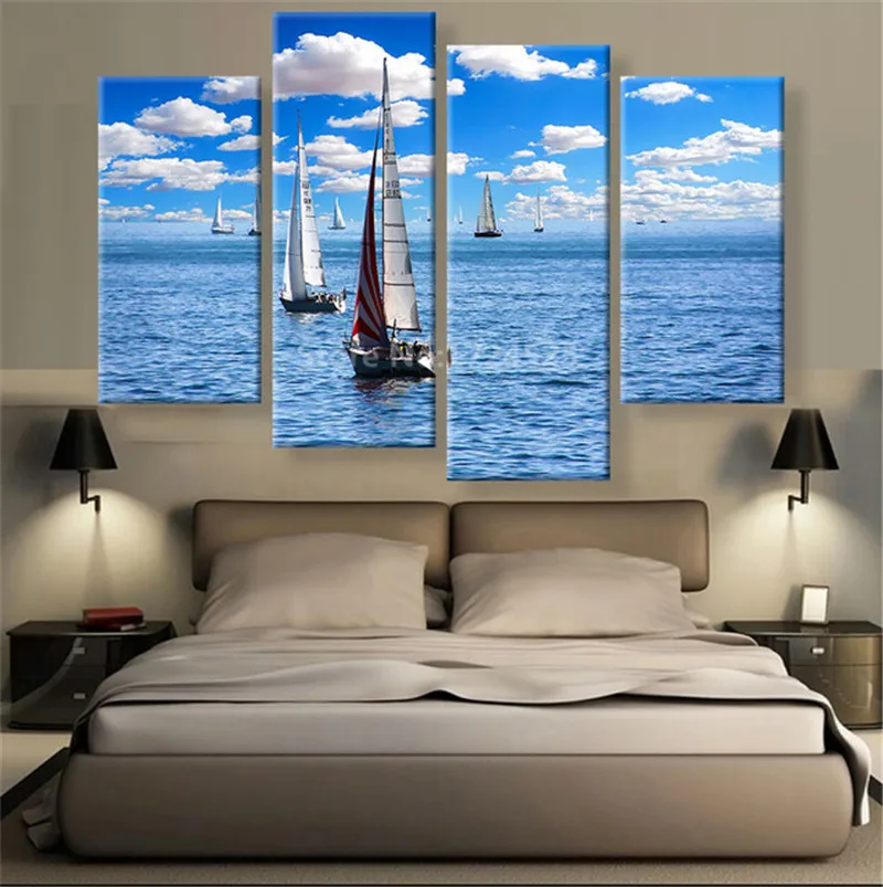 4-Pieces-sets-canvas-art-new-Sailboats-Canvas-canvas-Painting-Cuadros-Decoracion-Canvas-Landscape-Painting-For