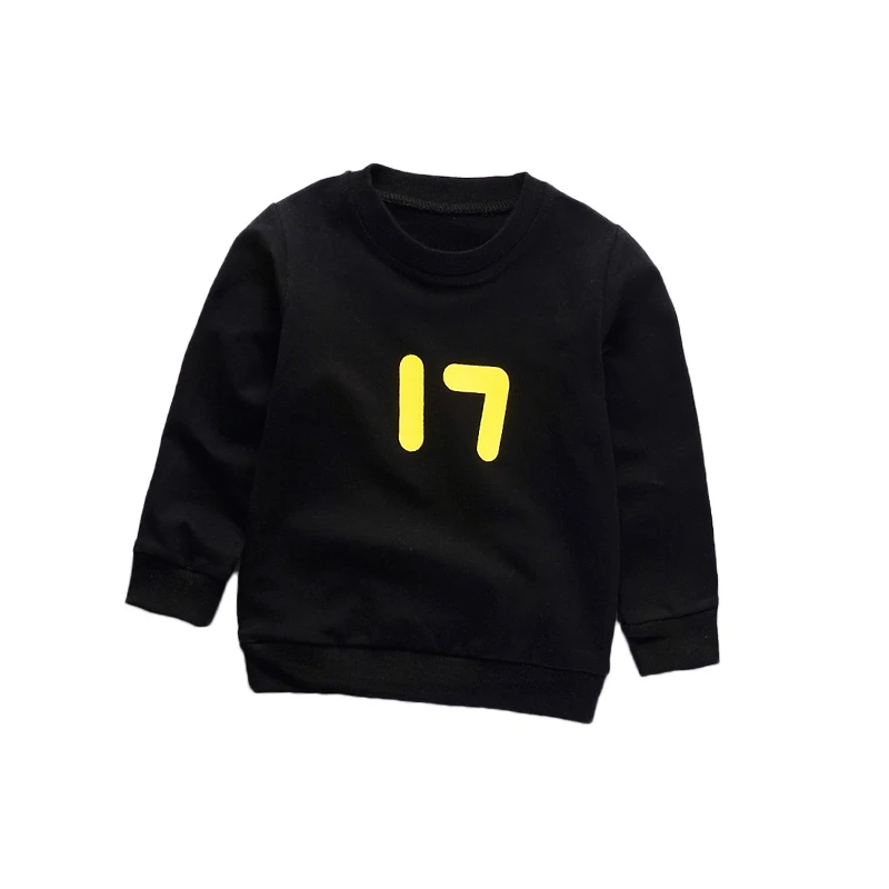Весенне-Осенняя детская одежда для мальчиков и девочек детская модная футболка для отдыха детская одежда из чистого хлопка одежда для Ясельников 9 стилей - Цвет: 17 black