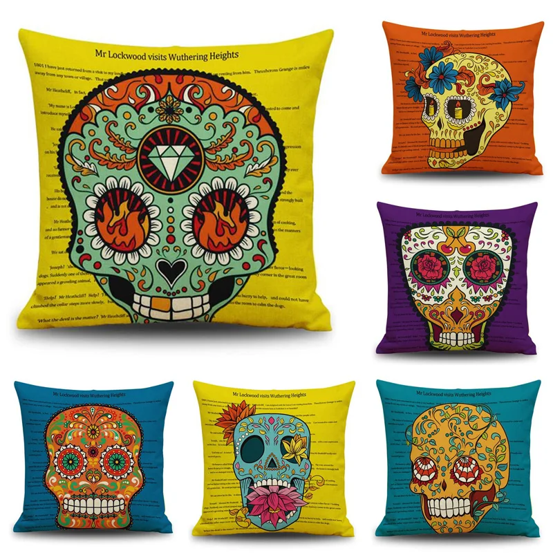 Halloween Sugar Skull Patterns Throw Pillow Cover Decorative