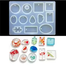 12 Designs Crystal Silicone Mold Cabochon Silicone Mold Necklace Pendant Resin Jewelry Making Mould DIY Hand Craft