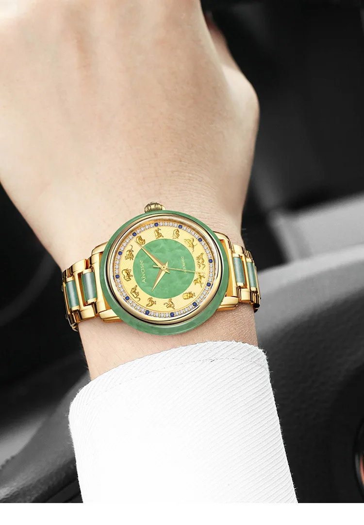 Новые горячие парные часы деловые мужские часы нефритовые женские часы нефритовые креативные механические полые алмазные коллекции