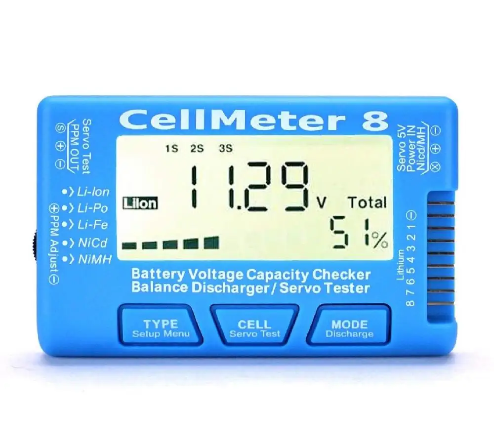 Adeeing RC CellMeter 8 цифровой аккумулятор Емкость проверки баланс разрядник сервопривод тестер