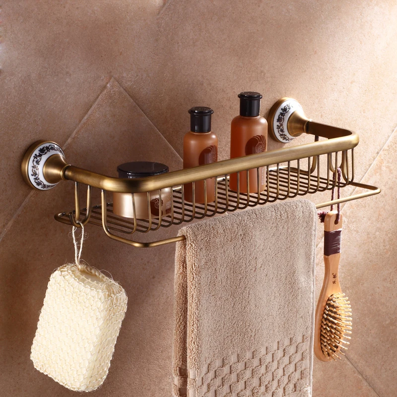 Free Shipping Antique Brass Bathroom Shelves Single Tier Copper Material Good Quality Wall Mounted Free Shipping Antique Brass Bathroom Shelves Single Tier Copper Material Good Quality Wall Mounted