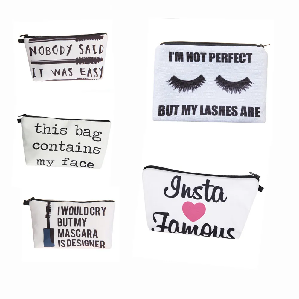 

OutTop Cosmetic Bag 1 PC Makeup Cosmetic Bags Women Letters Printing Makeup Bags Toiletry Travel Wash Handbag Bags 2019 Jan25