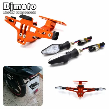 

Universal Motorcycle License Plate Holder Aluminum Mount Bracket Adjusted Registration Number Plate With LED Turn Signal Light