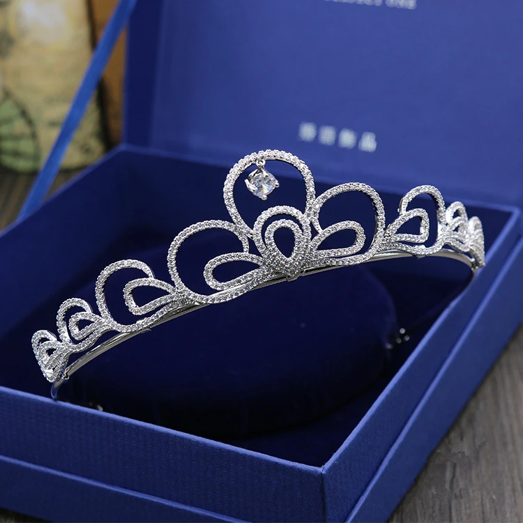 

Paved Zircon Crown Full Cubic Zirconia Tiara CZ Tiaras Vintage Bridal Diadem Wedding Hair Accessories Coroa Noiva WIGO1170