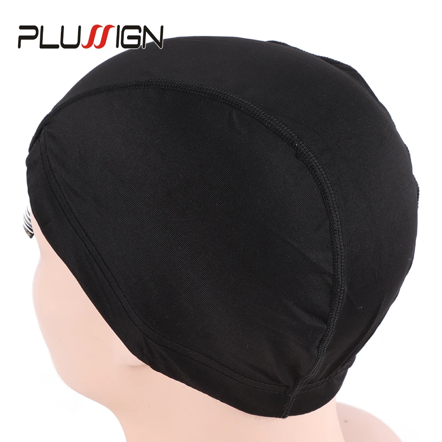 

Wholesale 5Pcs/Lot Cheap Dome Cap Black Wig Cap For Wig Making Spandex Dome Caps Glueless Elastic Caps Silk Weaving