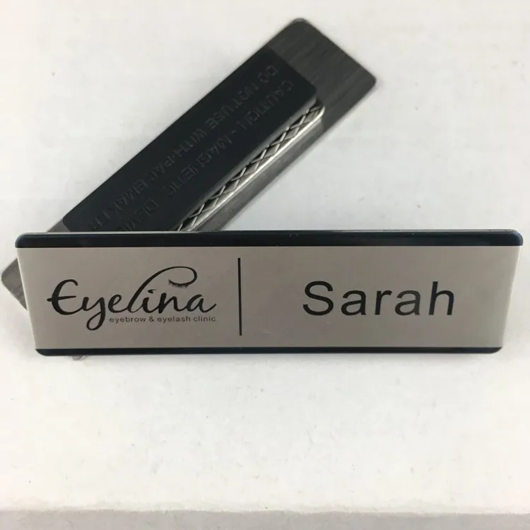 10pcs 7020mm blank stainless steel name tag name badge holder with safety pin mirror metal badge 