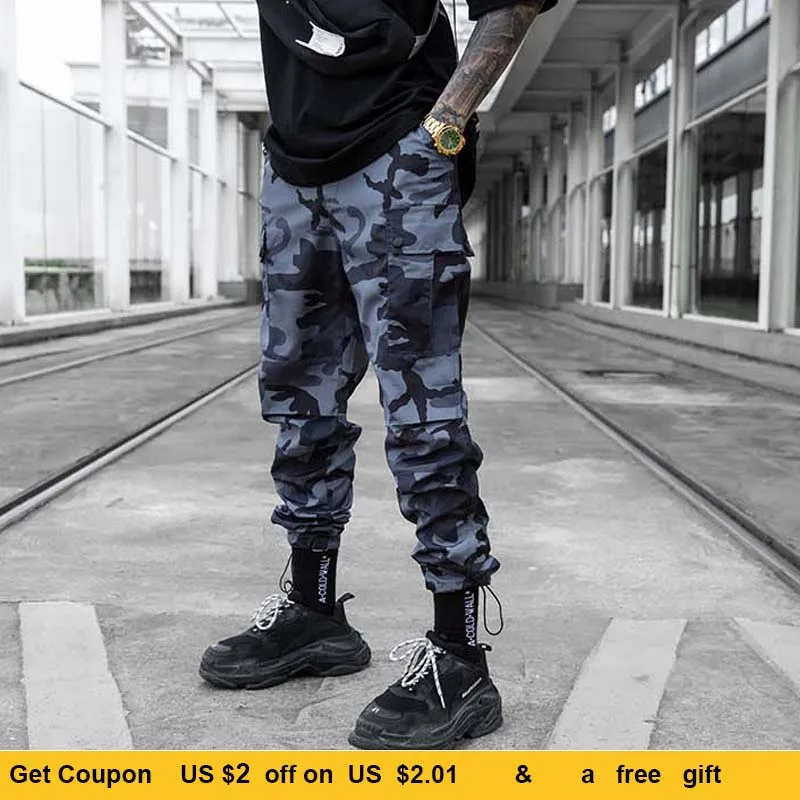 

Men Camouflage Cargo Joggers Pants 2019 Hip Hop Streetwear Japanese Military Style Harem Trousers Casual Pants With Pockets Male