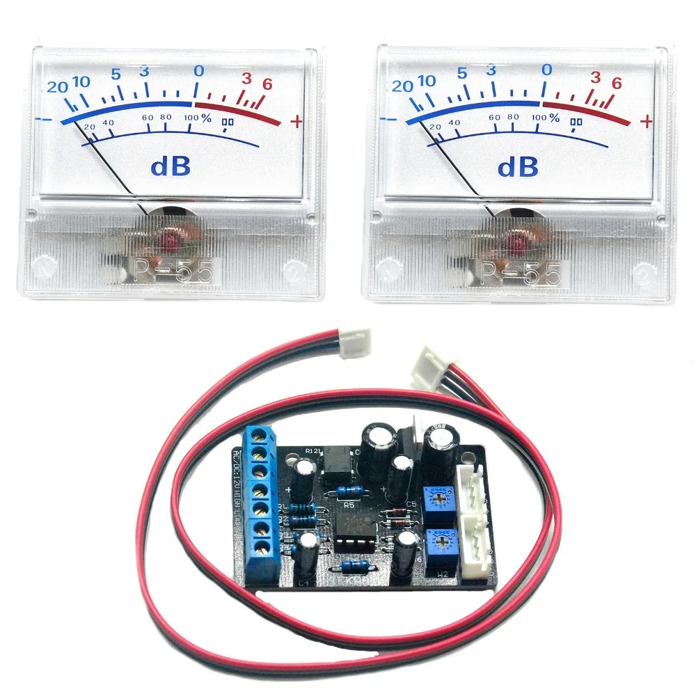 

2pc P-55 VU Meter Head Audio DB Level Meter Power Amplifier Tube DAC Sound Pressure Meter w/ 1pc TA7318P VU Meter Driver Board