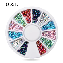 New Arrvial Mix 6colors Glitter Acrylic Nail Tips Decoration Wheel DIY 3d Charm Nail Art Accessories Tools
